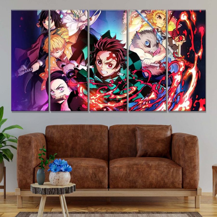 Demon Slayer Kimetsu No Yaiba Alle Charaktere 5 Leinwandbilder – Bild 2