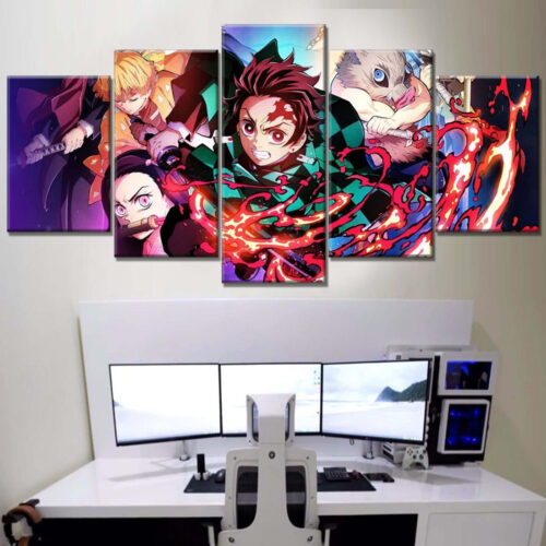 Demon Slayer Kimetsu No Yaiba Alle Charaktere 5 Leinwandbilder