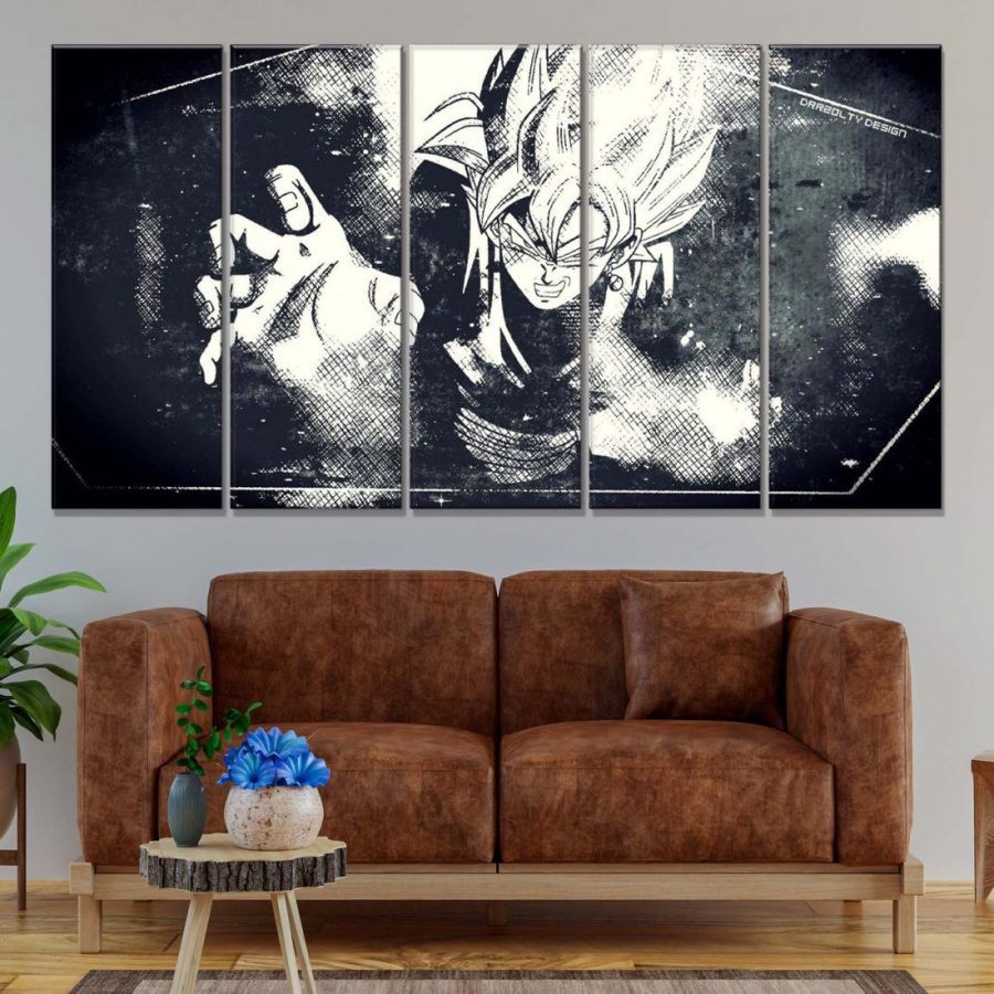 Dragon Ball Z schwarz Goku Stil 2 Leinwandbilder – Bild 2