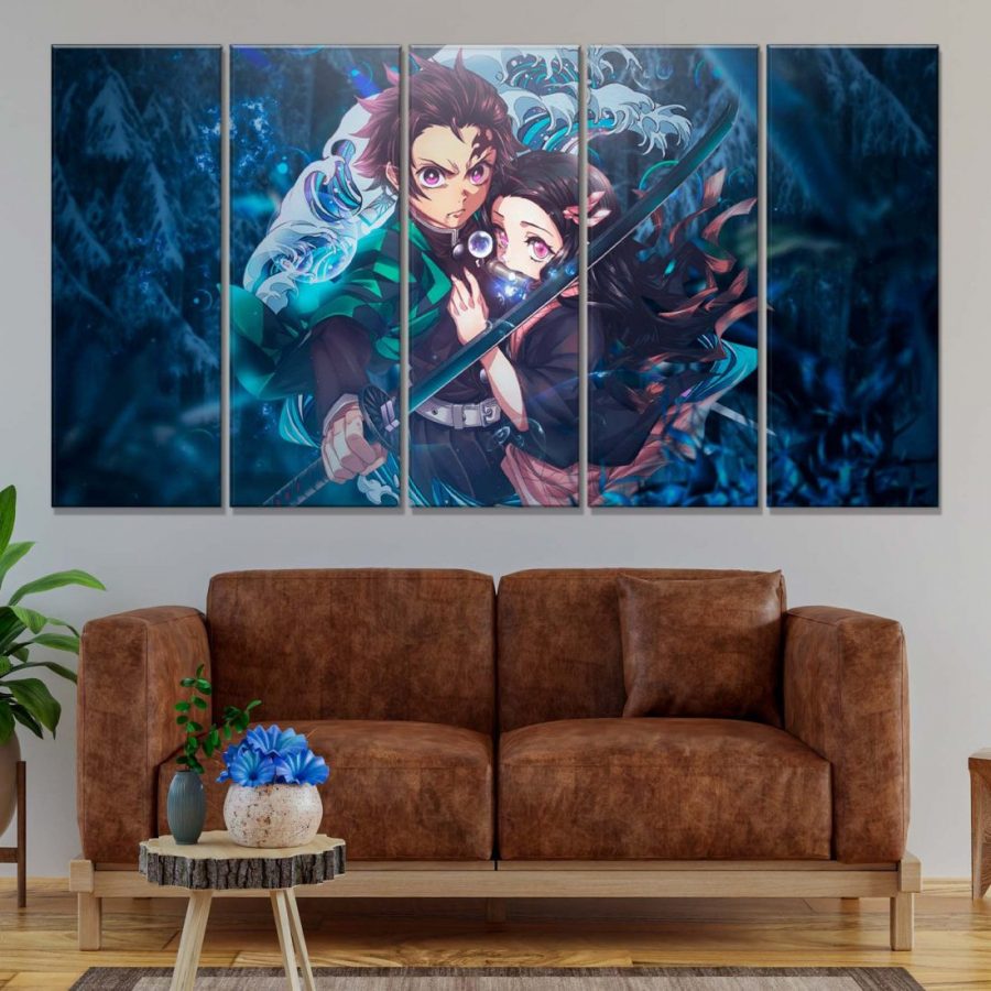 Tanjiro Nezuko Demon Slayer Kimetsu No Yaiba 5 Leinwandbilder – Bild 2