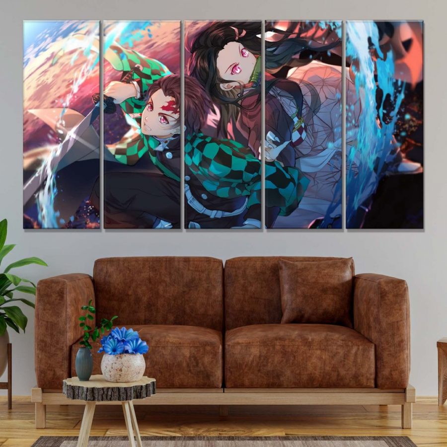 Tanjiro Nezuko Demon Slayer Kimetsu No Yaiba 2 Leinwandbilder – Bild 2