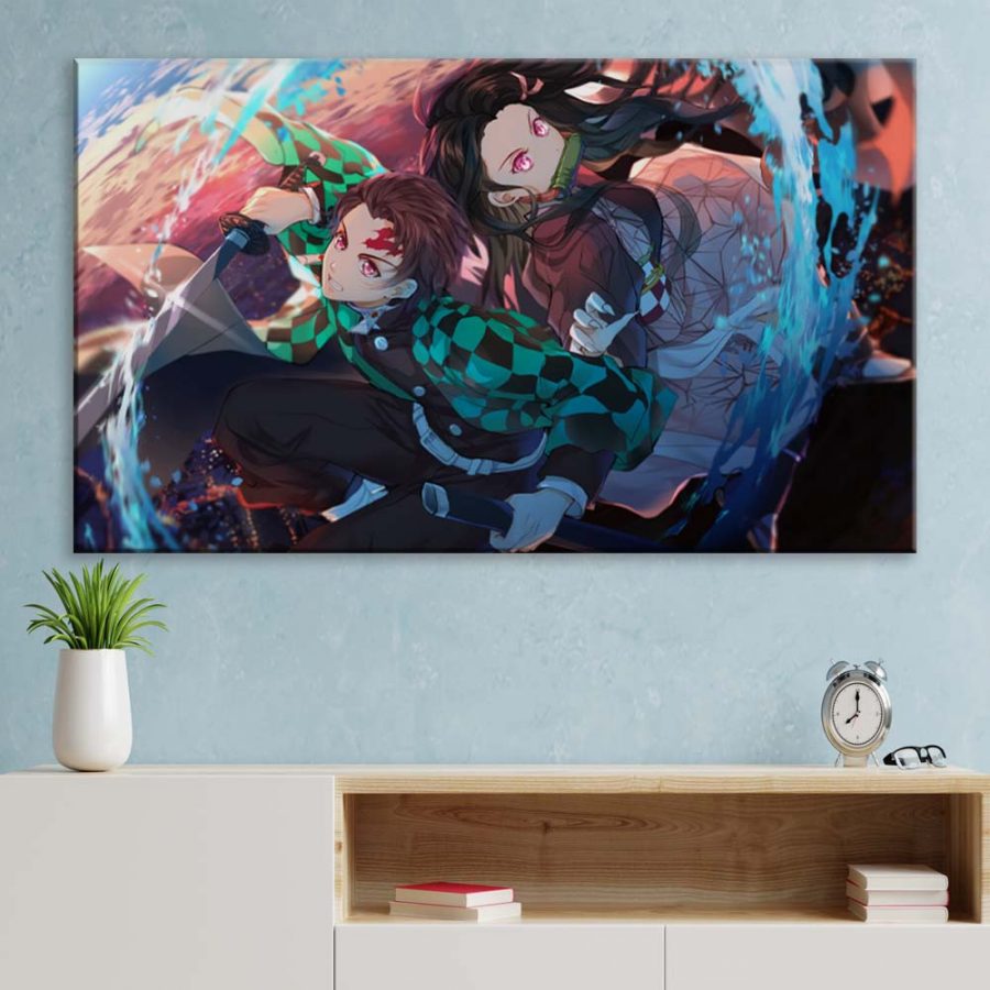 Tanjiro Nezuko Demon Slayer Kimetsu No Yaiba 2 Leinwandbilder – Bild 3