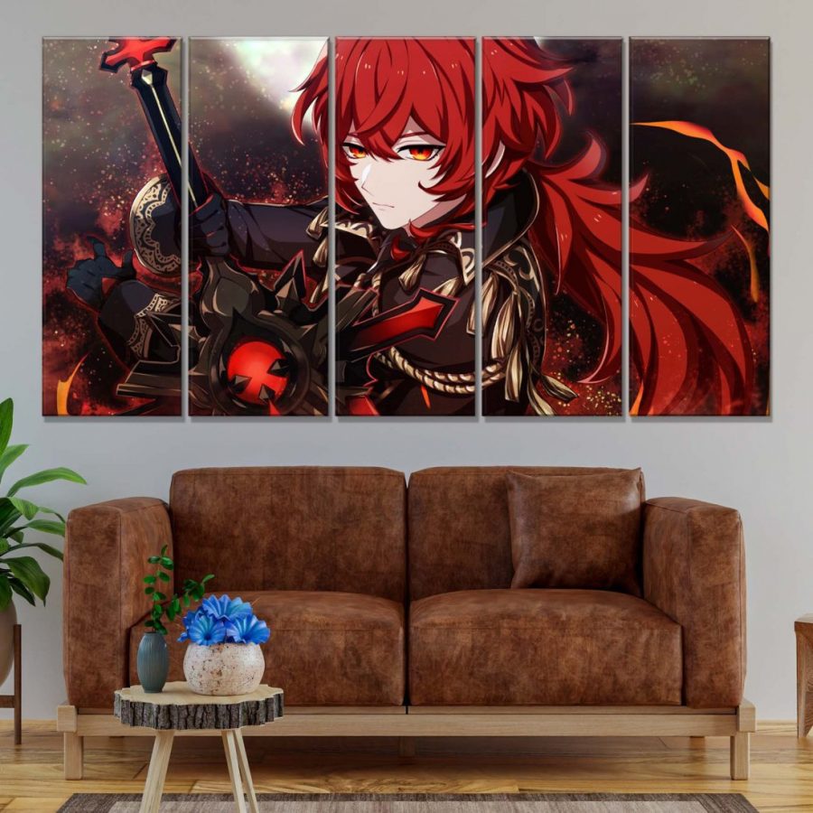 Diluc Genshin Impact 3 Leinwandbilder – Bild 2