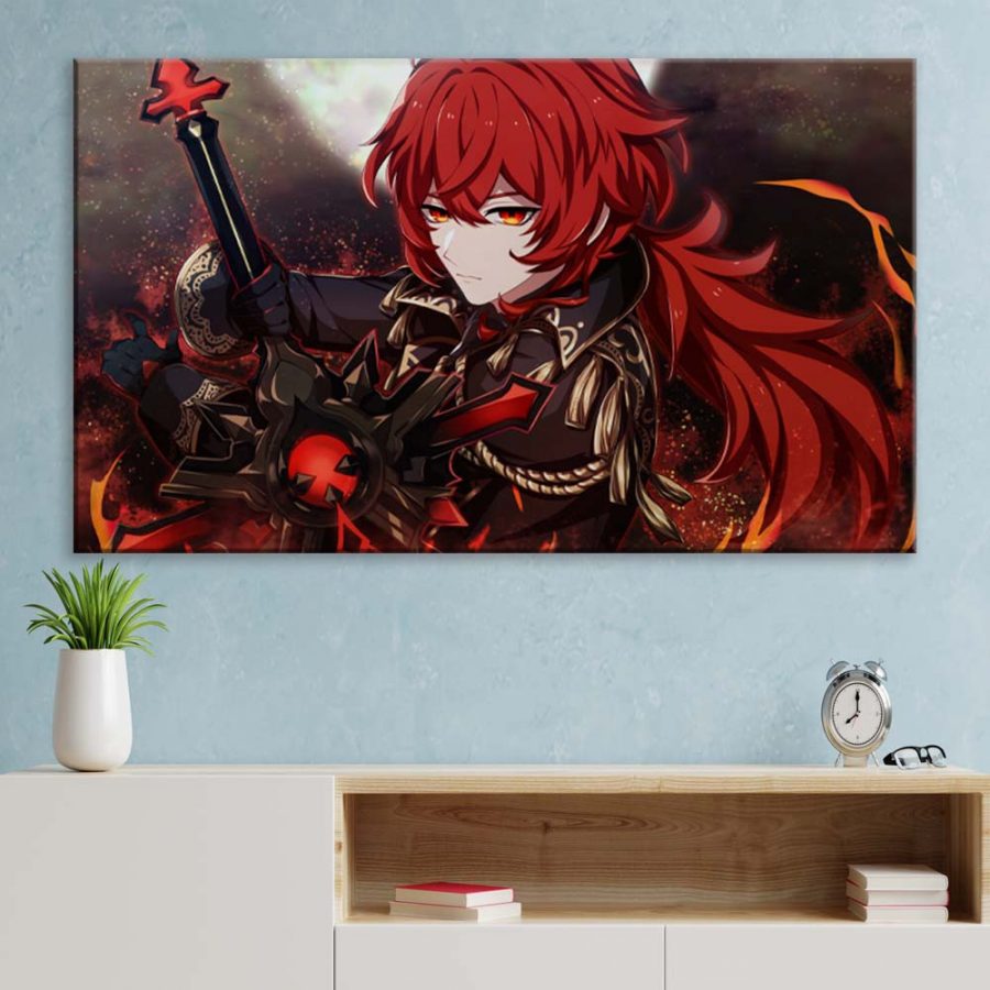 Diluc Genshin Impact 3 Leinwandbilder – Bild 3