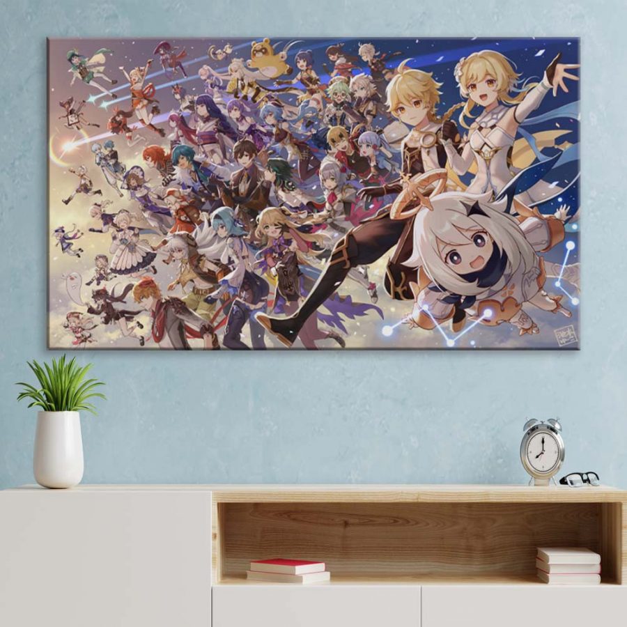 Genshin Impact Alle Charaktere 4 Leinwandbilder – Bild 3
