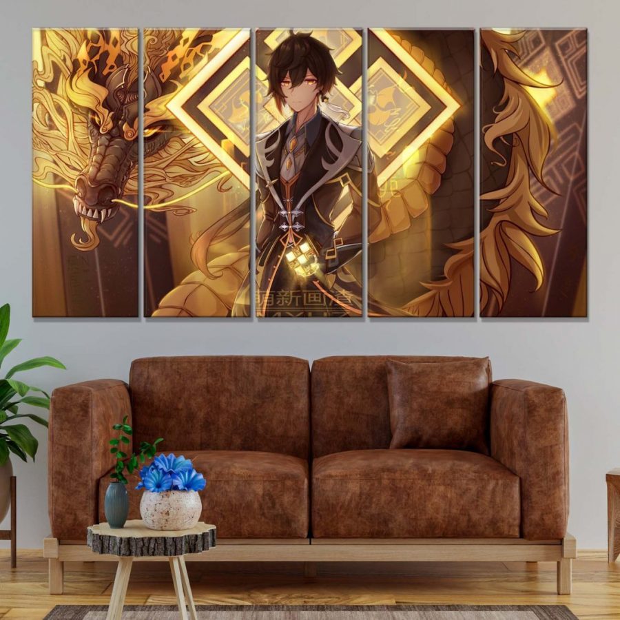 Zhongli Genshin Impact 3 Leinwandbilder – Bild 2