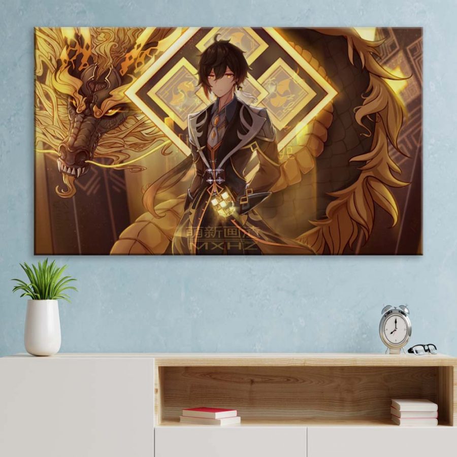 Zhongli Genshin Impact 3 Leinwandbilder – Bild 3