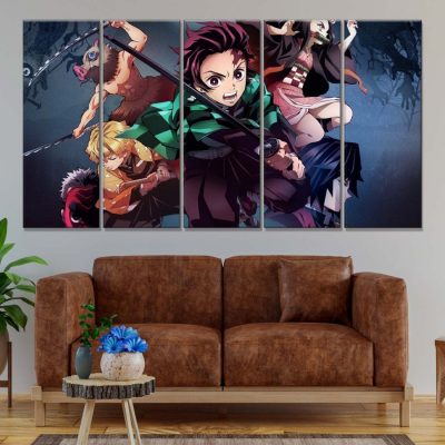 Alternative view of Demon Slayer Kimetsu No Yaiba Alle Charaktere 3 Leinwandbilder