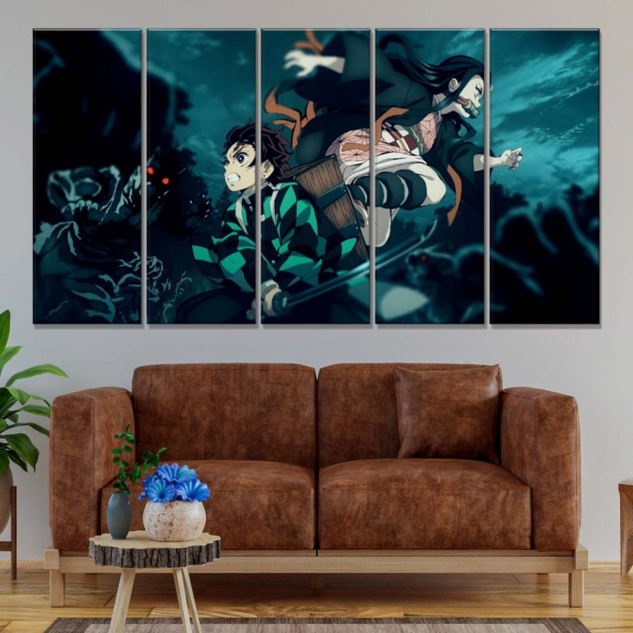 Tanjiro Nezuko Demon Slayer Kimetsu No Yaiba 3 Leinwandbilder – Bild 2