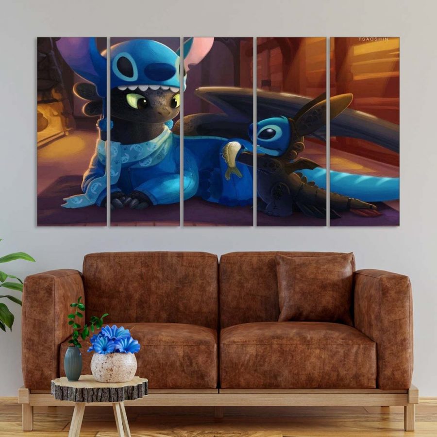 Disney Stitch und Ohnezahn 3 Leinwandbilder – Bild 2