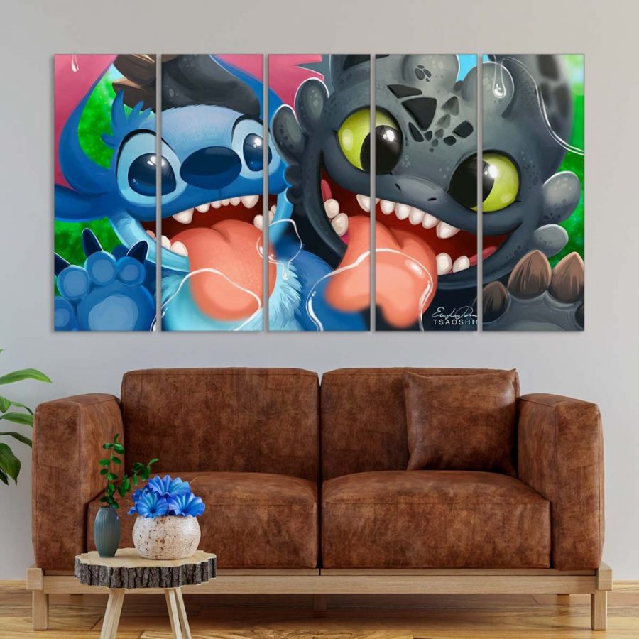 Disney Stitch und Ohnezahn Leinwandbilder – Bild 2