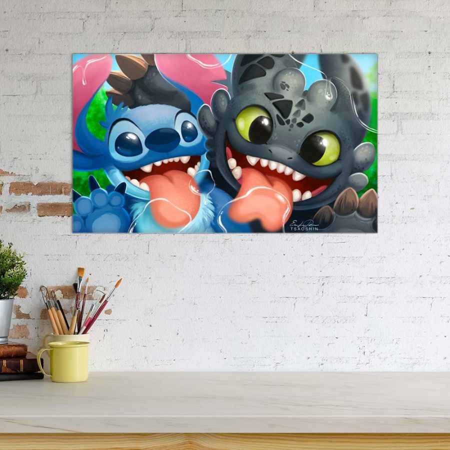 Disney Stitch und Ohnezahn Leinwandbilder – Bild 3