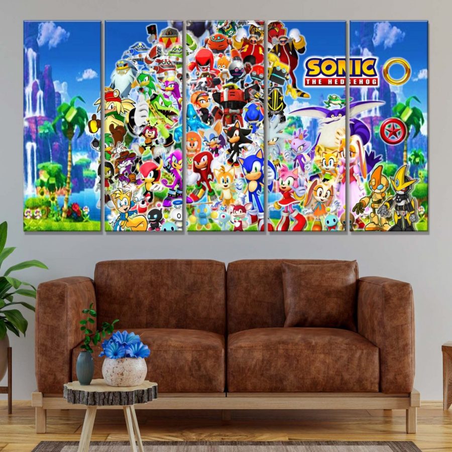 Sonic The Hedgehog Alle Charaktere 3 Leinwandbilder – Bild 2