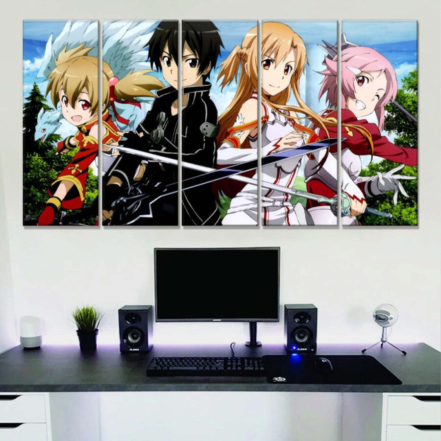 Sword Art Online Alle Charaktere 4 Leinwandbilder – Bild 2