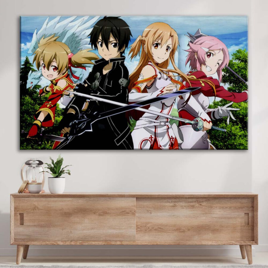 Sword Art Online Alle Charaktere 4 Leinwandbilder – Bild 3