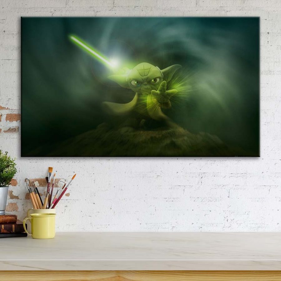 Star Wars Yoda Lichtschwert 39 Leinwandbilder – Bild 3