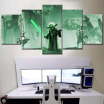 Star Wars Yoda Lichtschwert 4 Leinwandbilder