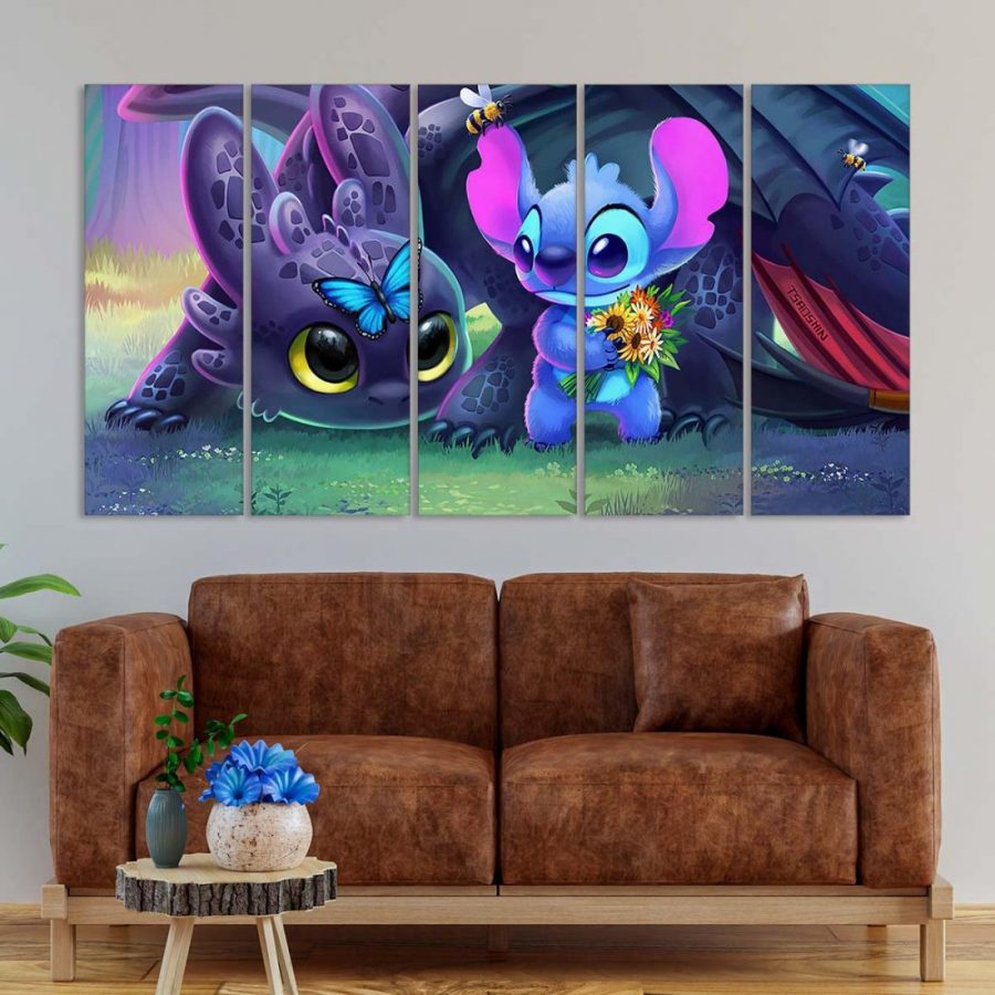 Disney Stitch und Ohnezahn 2 Leinwandbilder – Bild 2