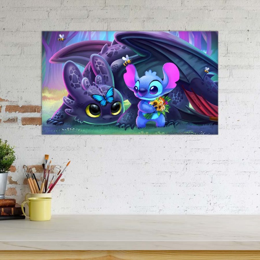 Disney Stitch und Ohnezahn 2 Leinwandbilder – Bild 3