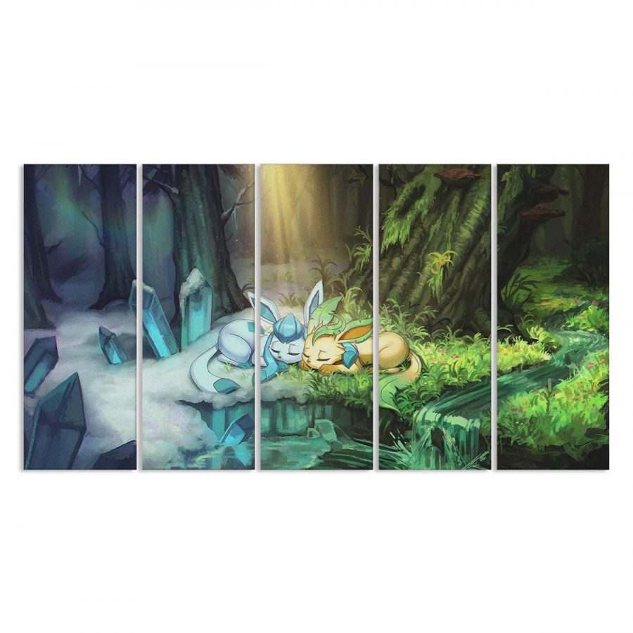 Folipurba und Glaziola schlafen Evoli Entwicklungen Pokemon Leinwandbilder – Bild 2