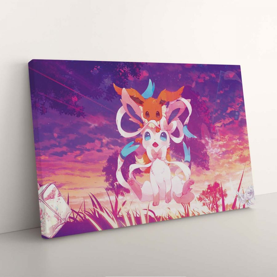 Sylveon Eevee Pokemon Pink Niedliche Leinwandbilder – Bild 3