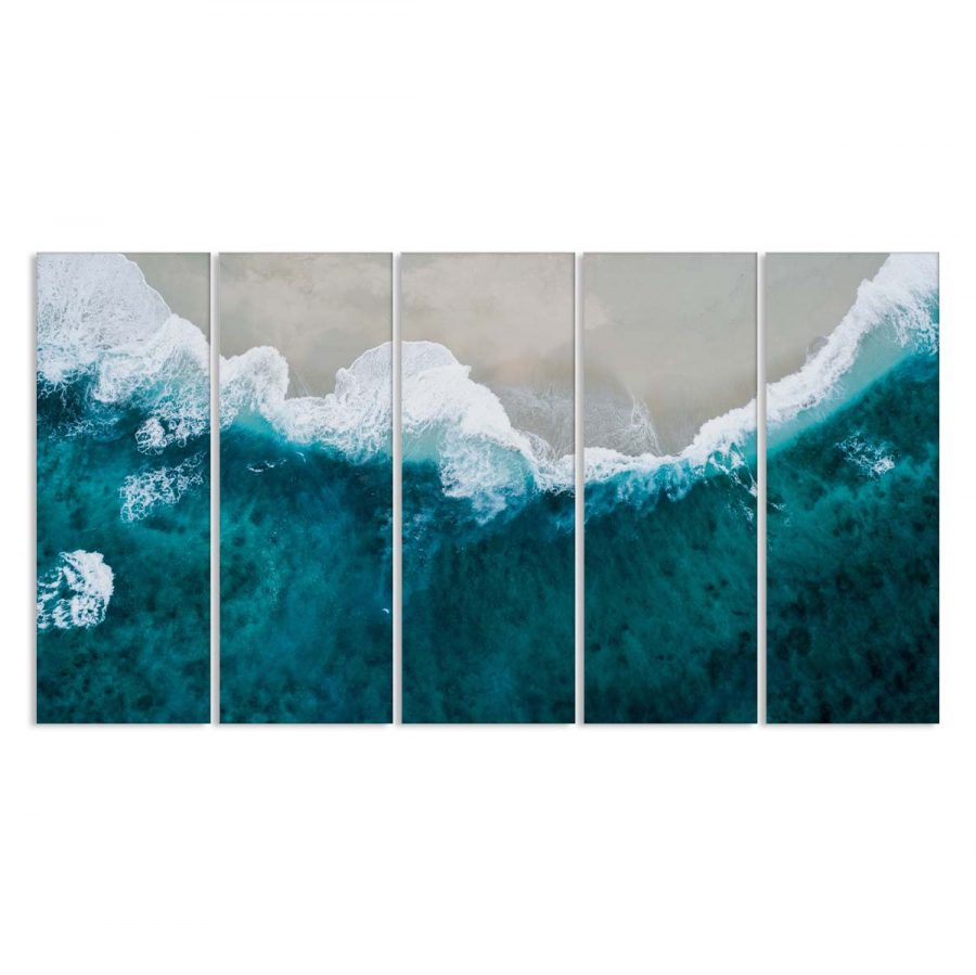 Wellen brechen am ruhigen Strand Sommer blauer Ozean Leinwandbilder – Bild 2