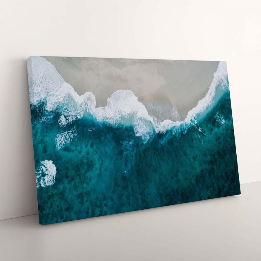 Wellen brechen am ruhigen Strand Sommer blauer Ozean Leinwandbilder – Bild 3