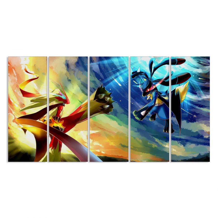 Blaziken und Lucario kämpfen gegen Pokemon Leinwandbilder – Bild 2