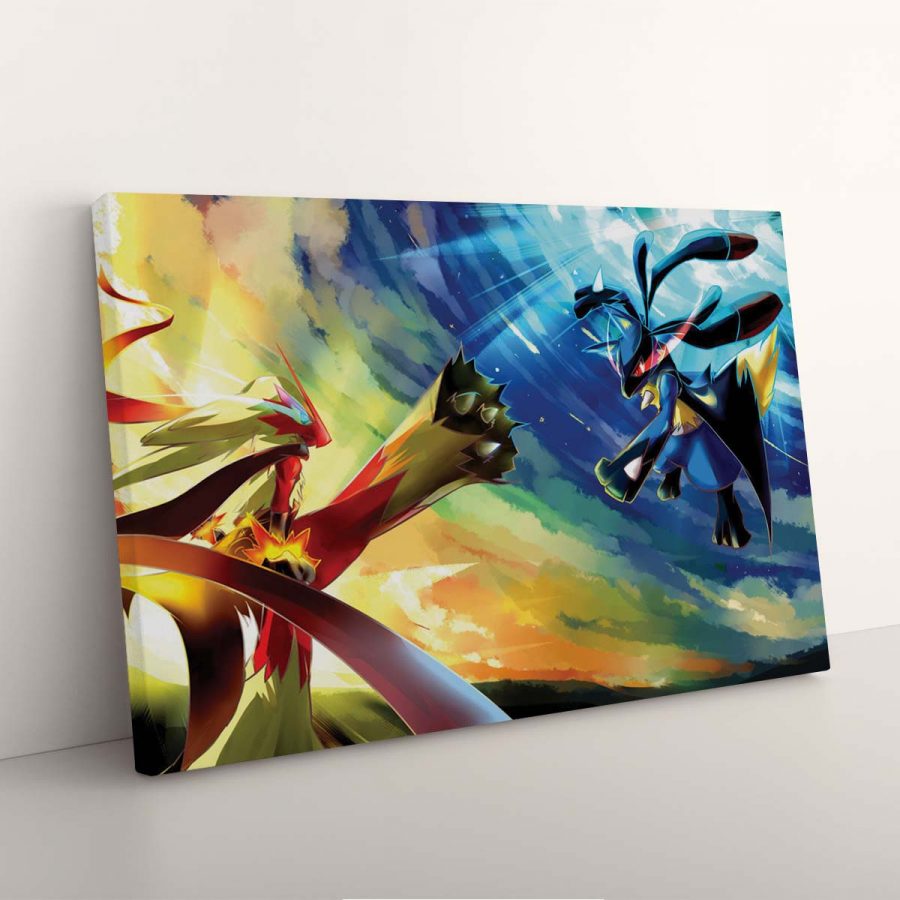 Blaziken und Lucario kämpfen gegen Pokemon Leinwandbilder – Bild 3