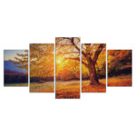 Herbstbaum bei Sonnenuntergang Leinwandbilder