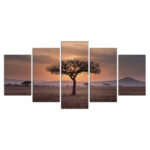 Sonnenuntergang Baum in Serengeti Afica Natur Leinwandbilder