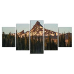 Bergnaturbäume und Sonnenuntergang Leinwandbilder