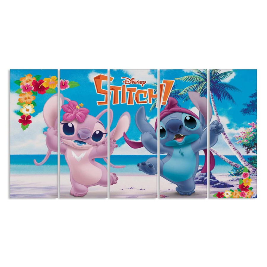 Niedlicher Stitch und Engel am Strand Lilo und Stitch Leinwandbilder – Bild 2
