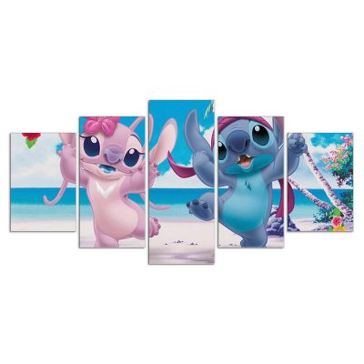Niedlicher Stitch und Engel am Strand Lilo und Stitch Leinwandbilder