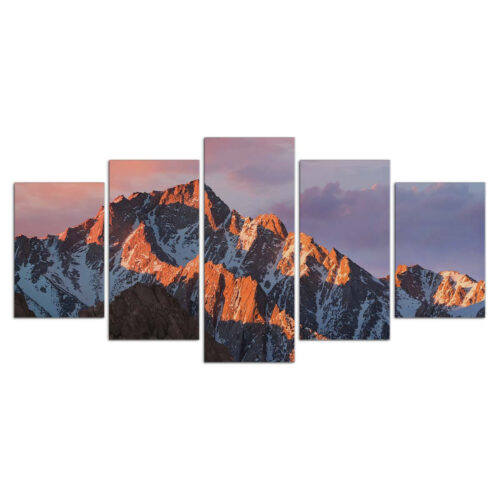 Berge mit Licht des Sonnenuntergangs Leinwandbilder