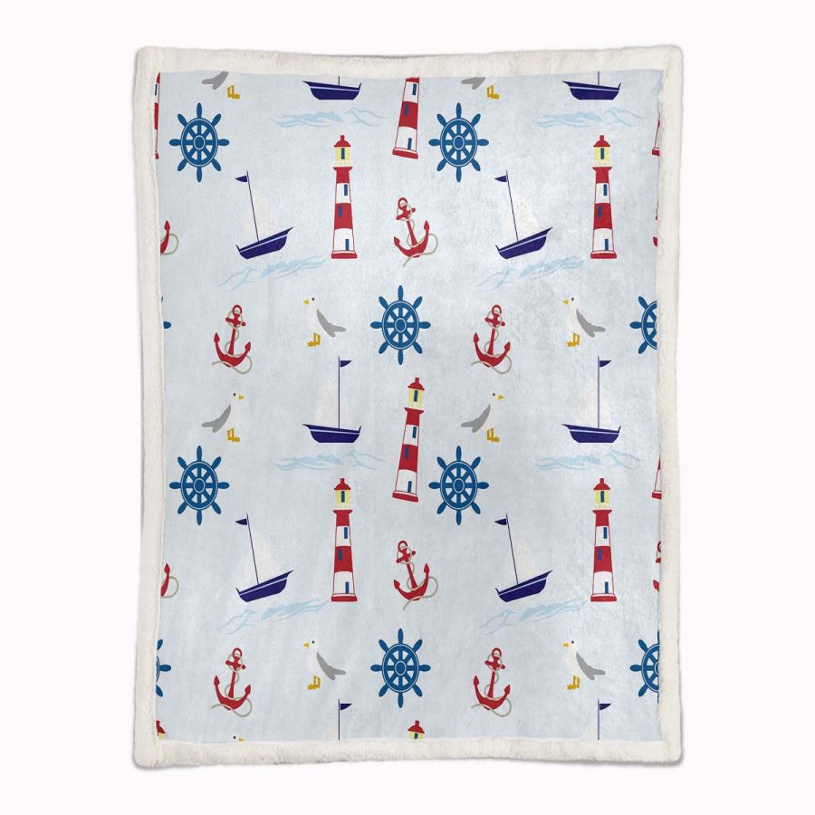 nautische Muster Dekor Zimmer Kinder Ideen Decke - Fleecedecke – Bild 2