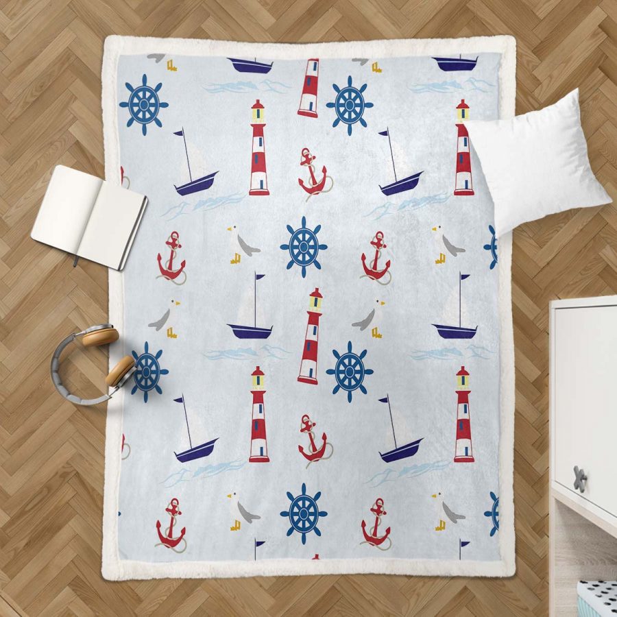 nautische Muster Dekor Zimmer Kinder Ideen Decke - Fleecedecke – Bild 3