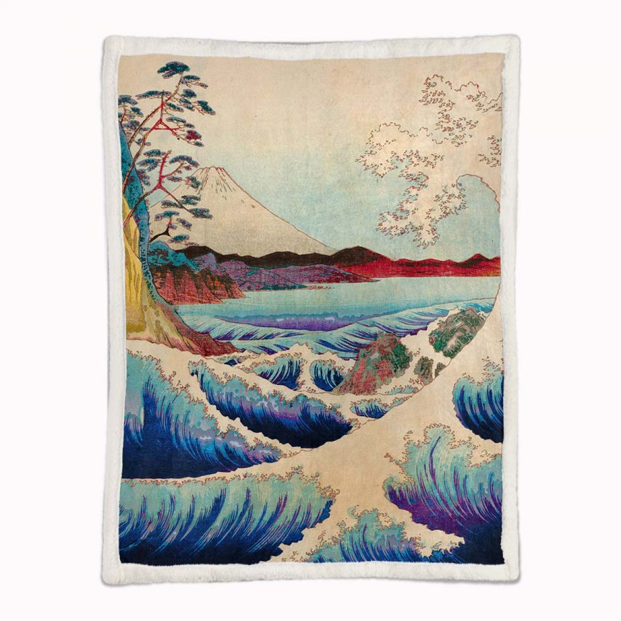 welle japanisch mount fuji Decke - Fleecedecke – Bild 2