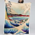 welle japanisch mount fuji Decke – Fleecedecke