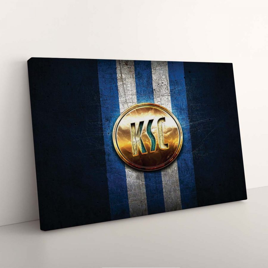 Karlsruher FC Blaues Metall mit Goldenem Logo KSC Leinwandbilder – Bild 3