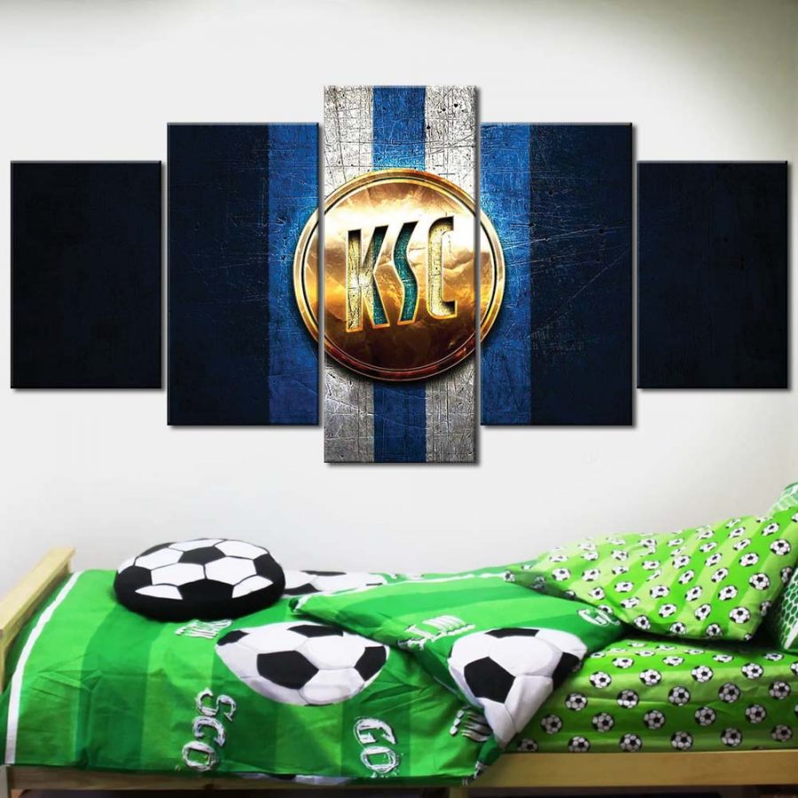 Karlsruher FC Blaues Metall mit Goldenem Logo KSC Leinwandbilder – Bild 2