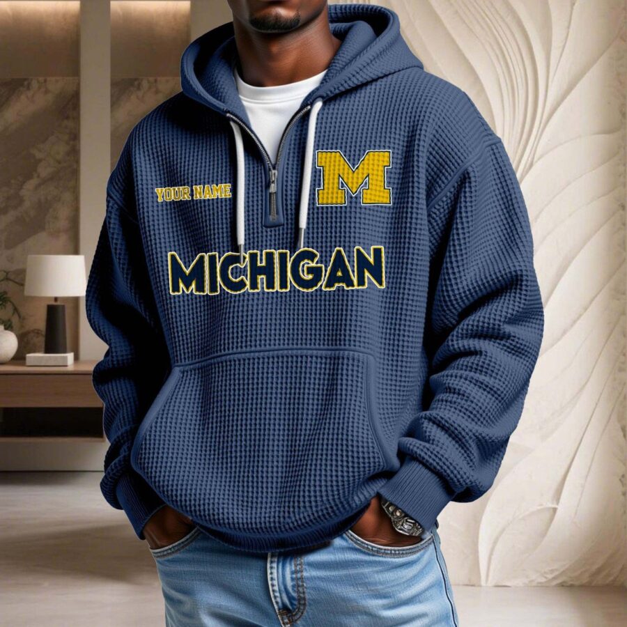 Michigan Wolverines Waffelstrick-Hoodie – Bild 4