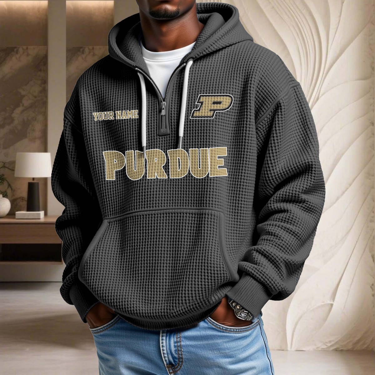 Purdue Boilermakers Waffelstrick-Hoodie