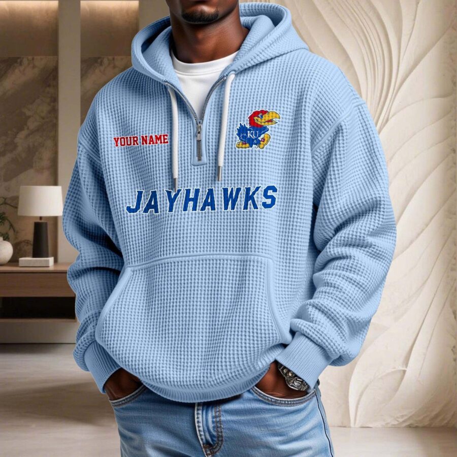 Kansas Jayhawks Waffelstrick-Hoodie – Bild 7