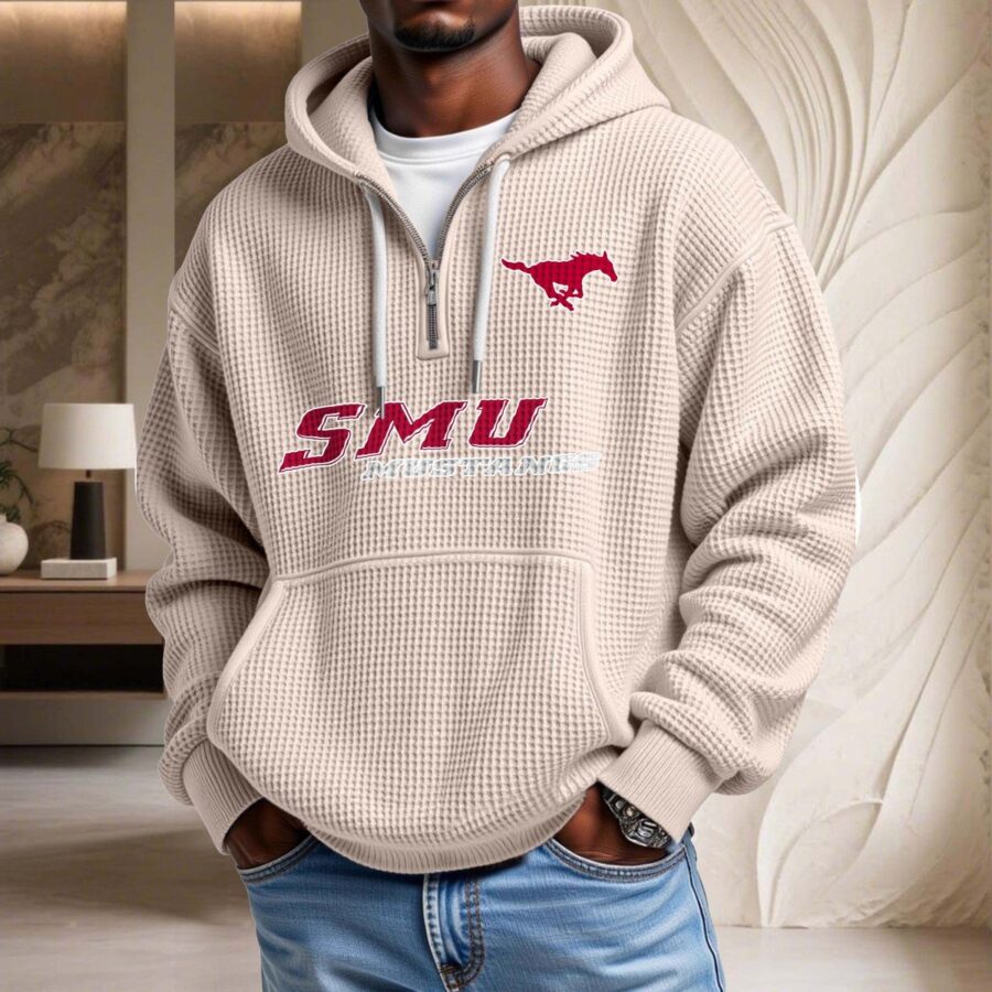 Smu Mustangs Waffelstrick-Hoodie – Bild 5
