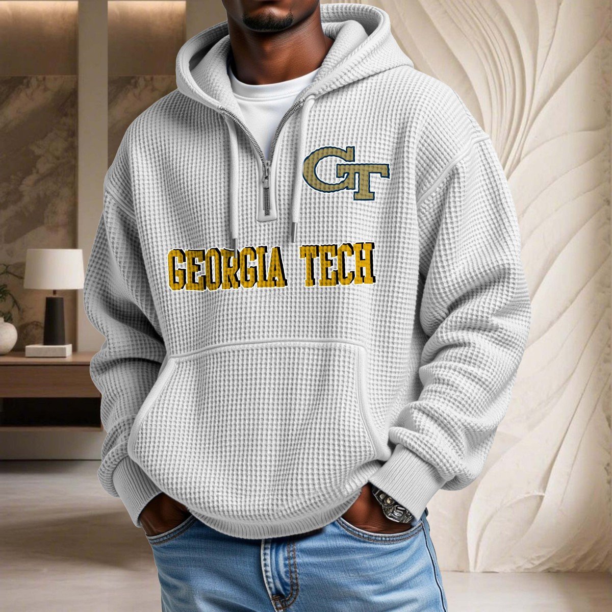 Georgia Tech Yellow Jackets Waffelstrick-Hoodie