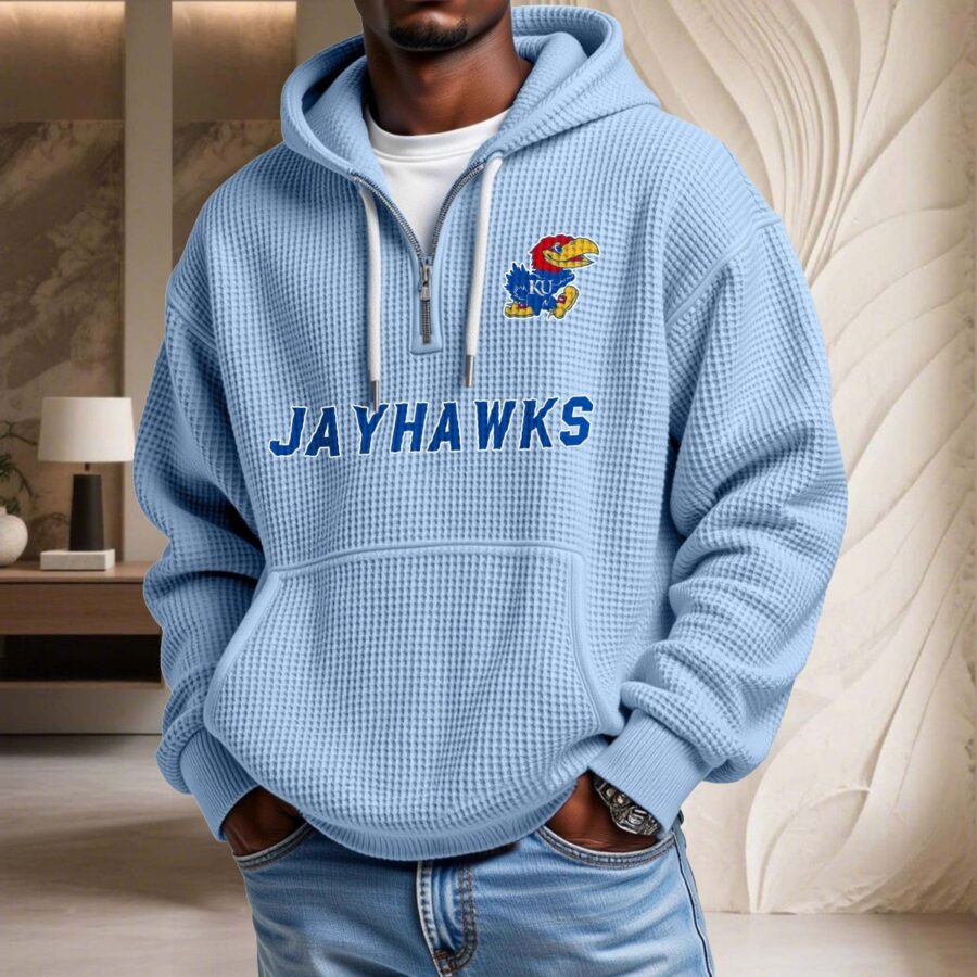 Kansas Jayhawks Waffelstrick-Hoodie – Bild 7