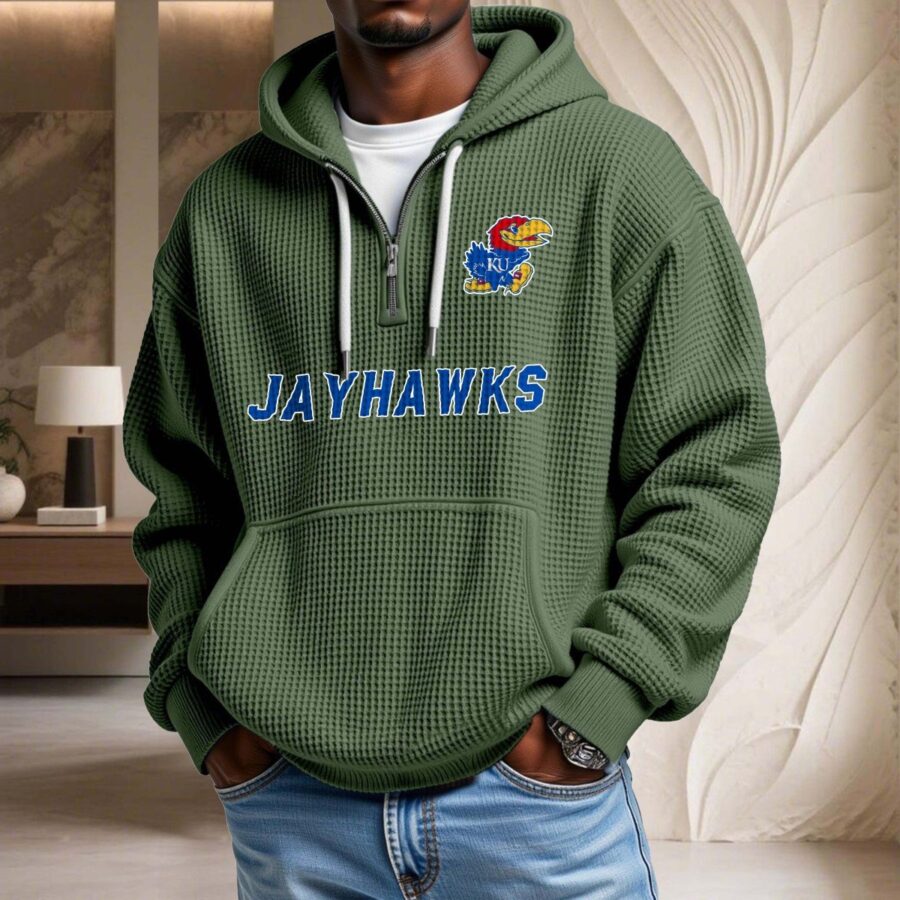 Kansas Jayhawks Waffelstrick-Hoodie – Bild 9