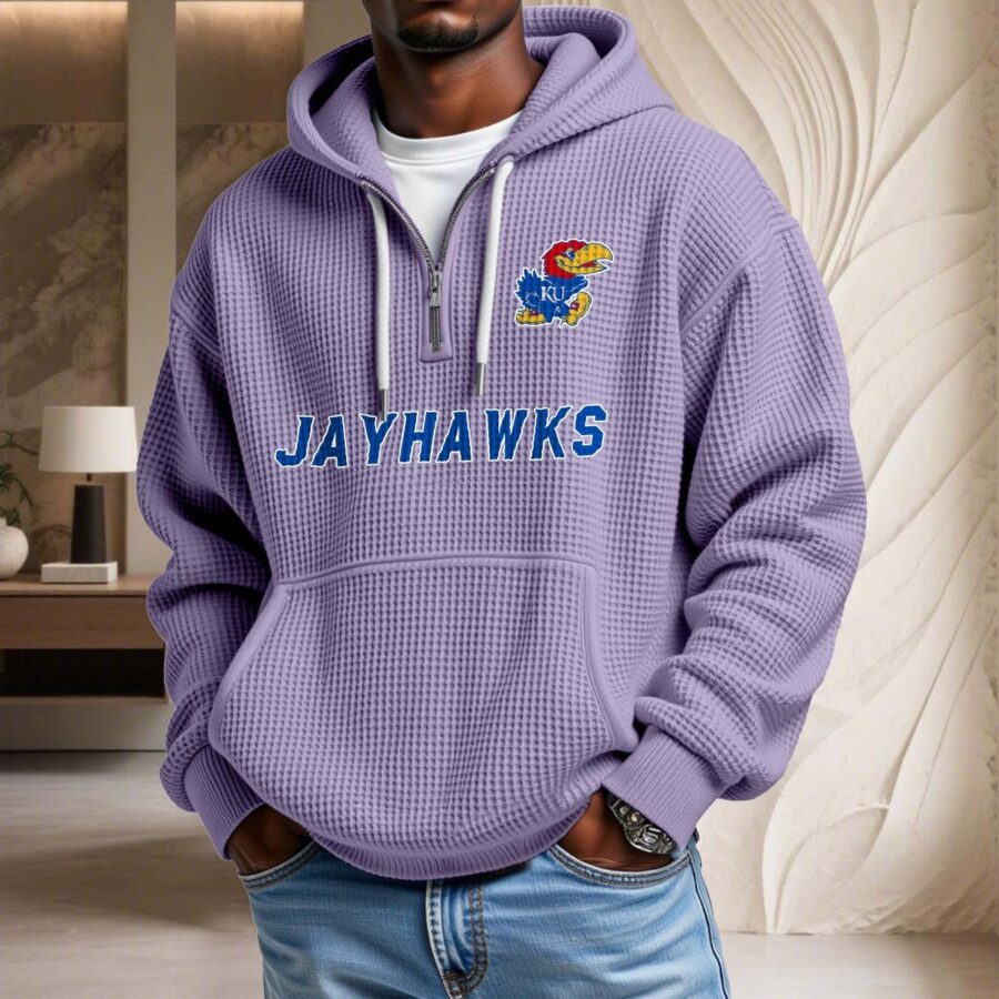 Kansas Jayhawks Waffelstrick-Hoodie – Bild 10