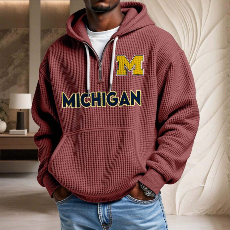 Michigan Wolverines Waffelstrick-Hoodie – Bild 4